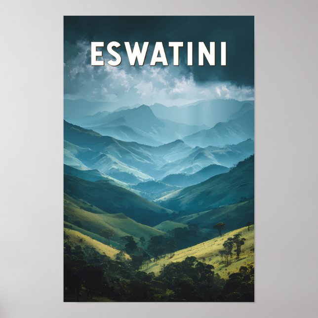 Eswatini Illustration Resa Konst Vintage Poster (Framsidan)