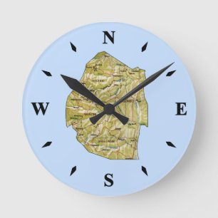 Eswatini Karta Clock Rund Klocka