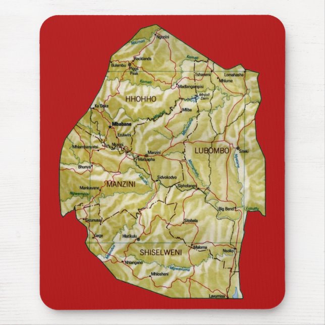 Eswatini Karta Mousepad Musmatta (Framsidan)