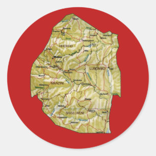 Eswatini Kartsticker Runt Klistermärke
