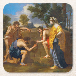 Et in Arcadia ego, Poussin, 1637-1638 Underlägg Papper Kvadrat