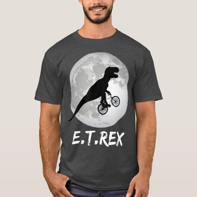 ET Rex Funny Dinosaur  TRex on Bike over the T Shirt (Framsida)