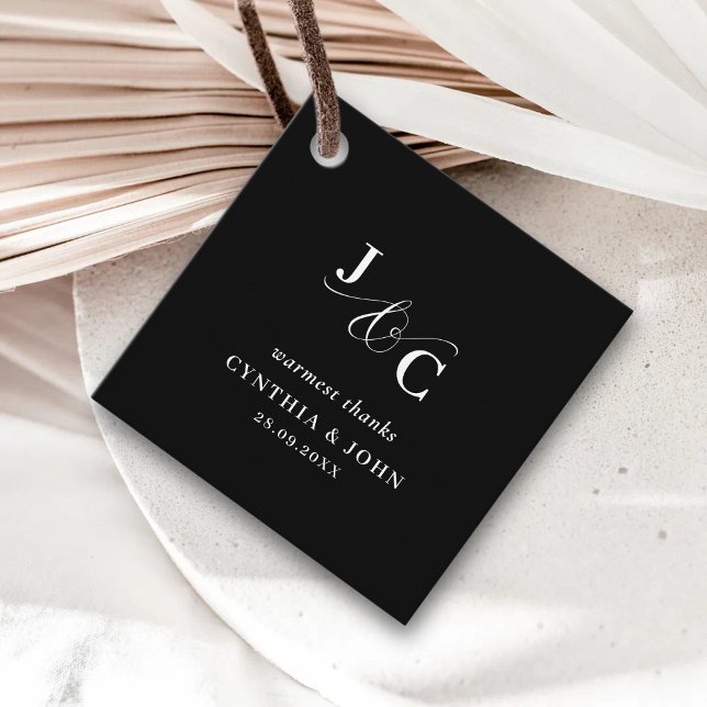 Et-tecken Monogram Bröllop Tack Kort Gåvor Etiketter (Ampersand monogram thank you tags add a chic touch while personalizing your wedding favors.)