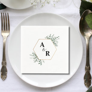 Et-tecken Monogram Initialer Bröllop Pappersservett