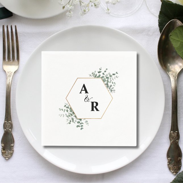 Et-tecken Monogram Initialer Bröllop Pappersservett (Ampersand monogram couple initials wedding napkins add personalized elegance to wedding receptions.)