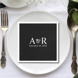 Et-tecken Monogram Minimal Svart Bröllop Pappersservett