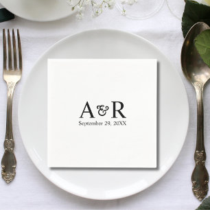 Et-tecken Monogram Minimalistisk och Chic Bröllop Pappersservett