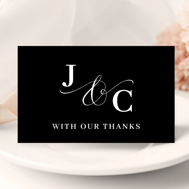 Et-tecken Monogram Personlig Bröllop Tack Kort (Personalized ampersand monogram thank you cards add a stylish touch to wedding gratitude.)