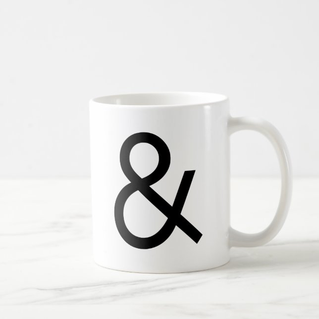 Et-tecken - svart kaffemugg (Höger)