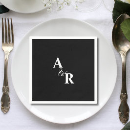 Et-tecken Svart Monogram Minimalistisk Bröllop Pappersservett