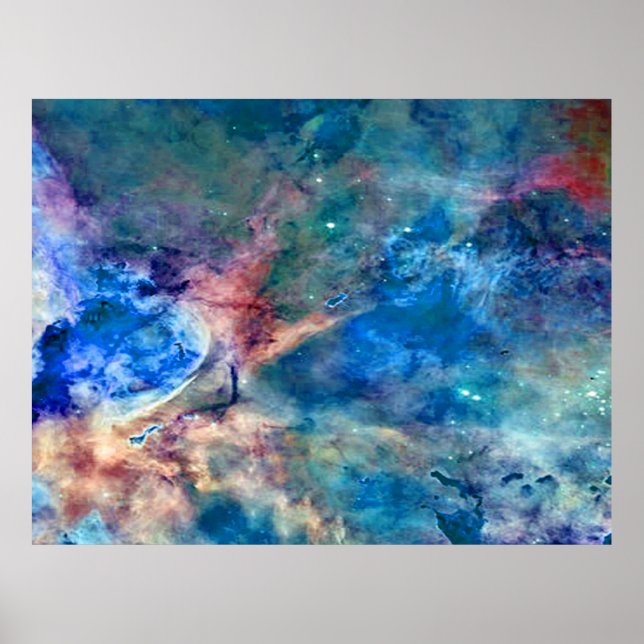 Eta Carinae Nebula Enhanced Blue Value Poster (Framsidan)