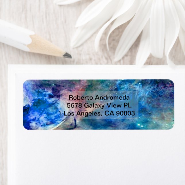 Eta Carinae Nebula Enhanced Blue, ZGOS Adress Returadress Etikett (Insitu)