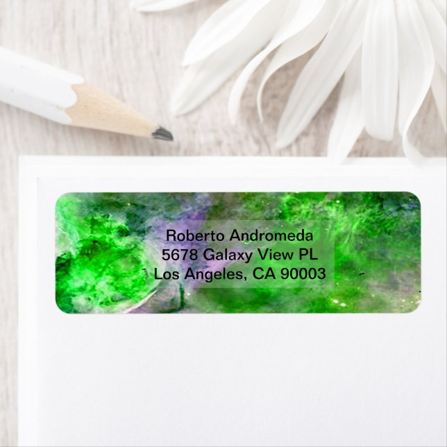 Eta Carinae Nebula Enhanced Grönt, ZGOS Adress Returadress Etikett (Insitu)