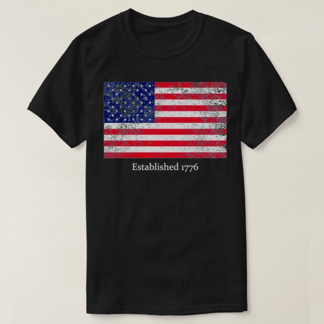 Etablerad 1776 USA 4 juli USA Flagga US Pr T Shirt (Design framsida)