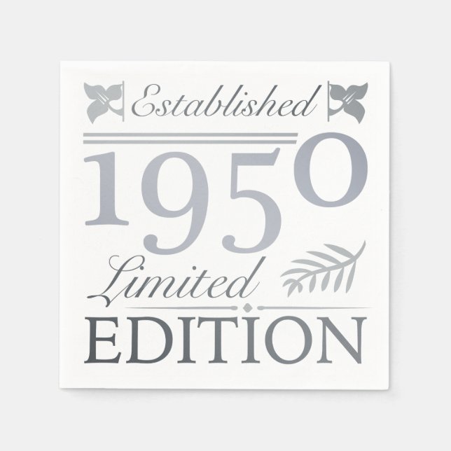 Etablerad 1950 70:e födelsedagen pappersservett (Framsidan)