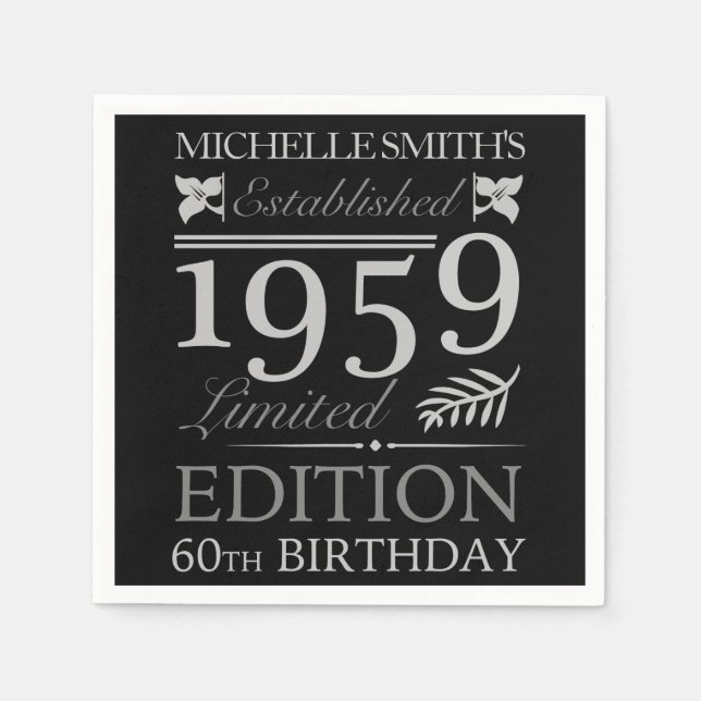 Etablerad 1959 60:e födelsedagen pappersservett (Framsidan)