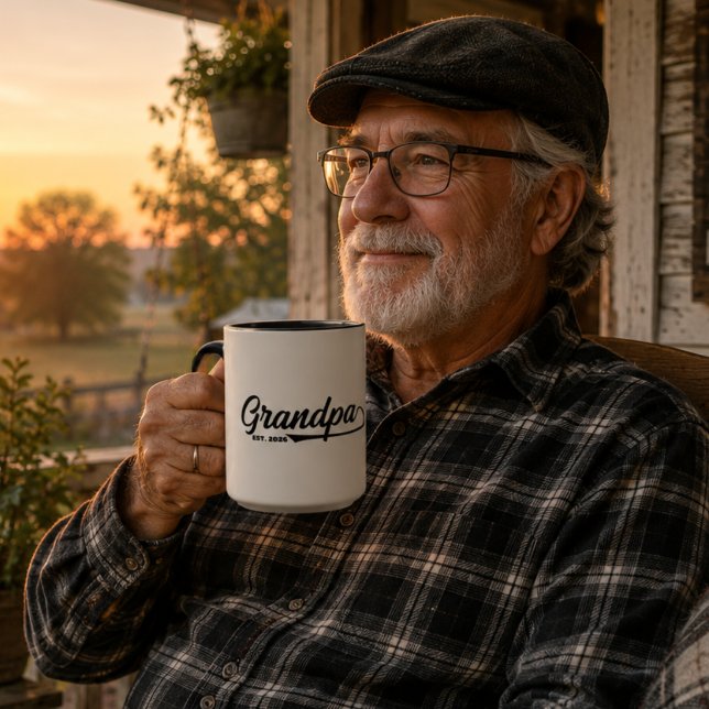 Etablerad Ny Farfar Est datum Typografi  Mugg (grandad Established New Grandpa Est date Typography gift Mug grandfathers fathers day grandparents )