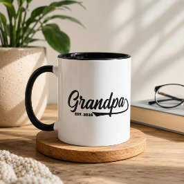 Etablerad Ny Farfar Est datum Typografi Mugg