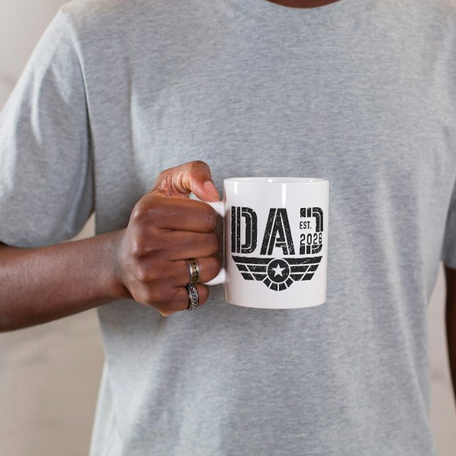 Etablerad Pappa Ny Fader Est År Aviation Mugg (dad established fathers day coffee mugs modern black and white typography simple year date pilot )