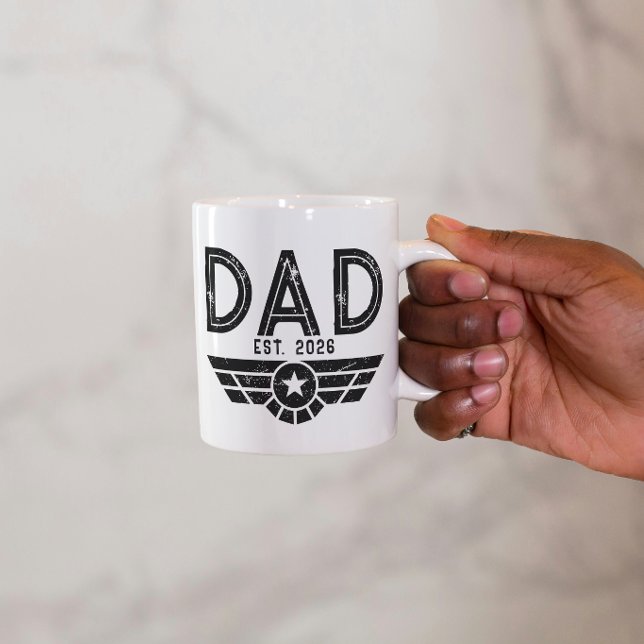 Etablerad Pappa Ny Fader Est År Aviation Mugg (dad established fathers day coffee mugs modern black and white typography simple year )