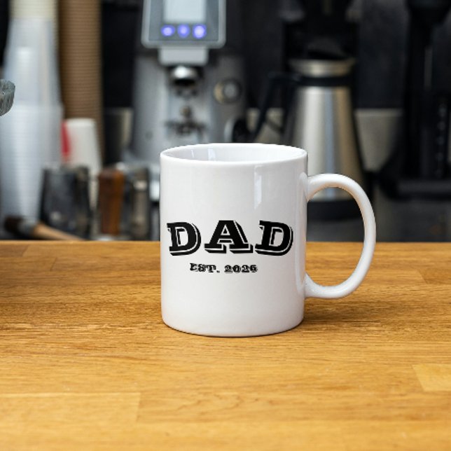 Etablerad Pappa Ny Fader Est År Typografi Mugg (dad established fathers day coffee mugs modern black and white typography simple year date fun sayin)
