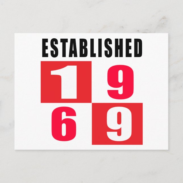 Etablerade 1969-dagarsdesign vykort (Framsida)