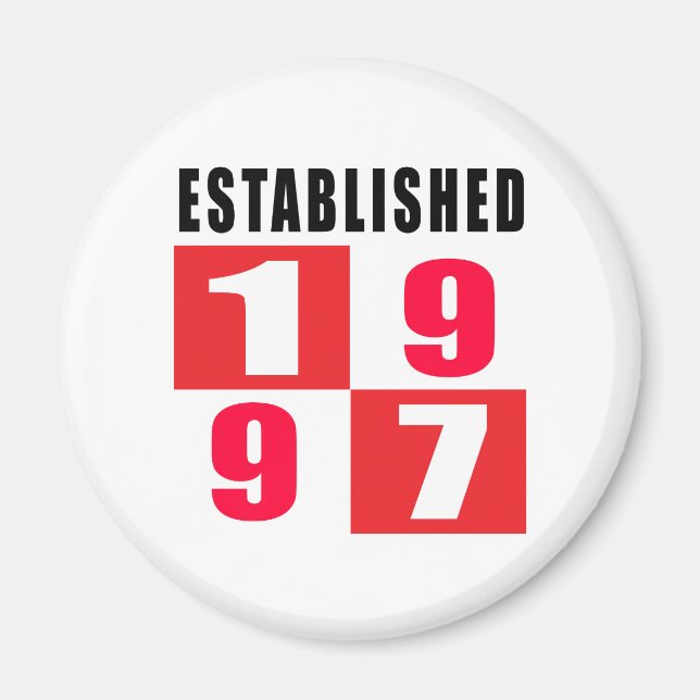 Etablerade 1997 års födelsedagsdesign magnet (Framsidan)