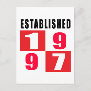 Etablerade 1997 års födelsedagsdesign vykort