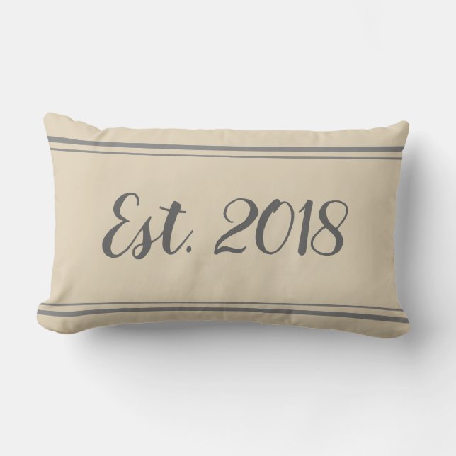 Etablerade 2018 Grått och Beige Pillow Lumbarkudde (Framsida)