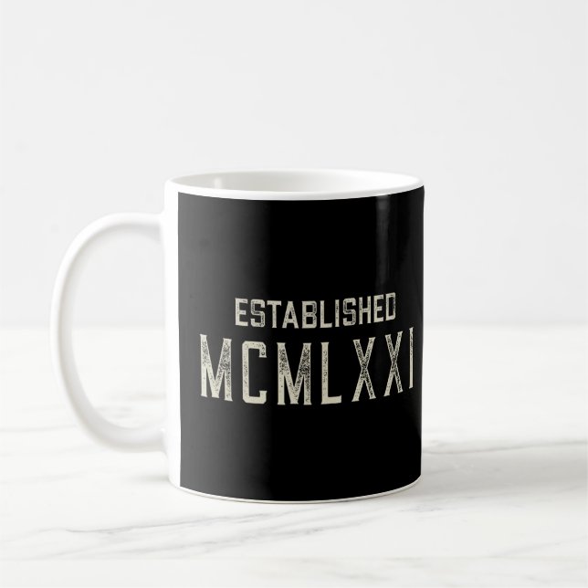 Etablerade MCMLXXI 1971 År i romerska siffror Kaffemugg (Vänster)
