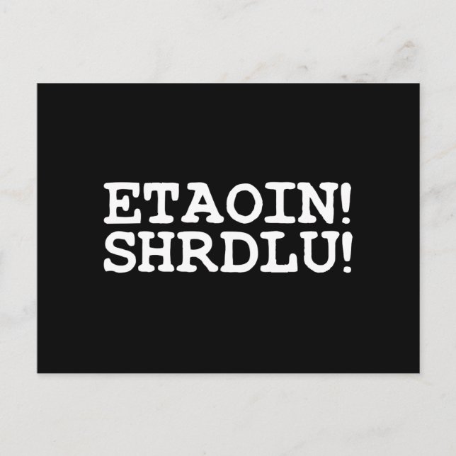 ETAOIN! SHRDLU! VYKORT (Framsida)