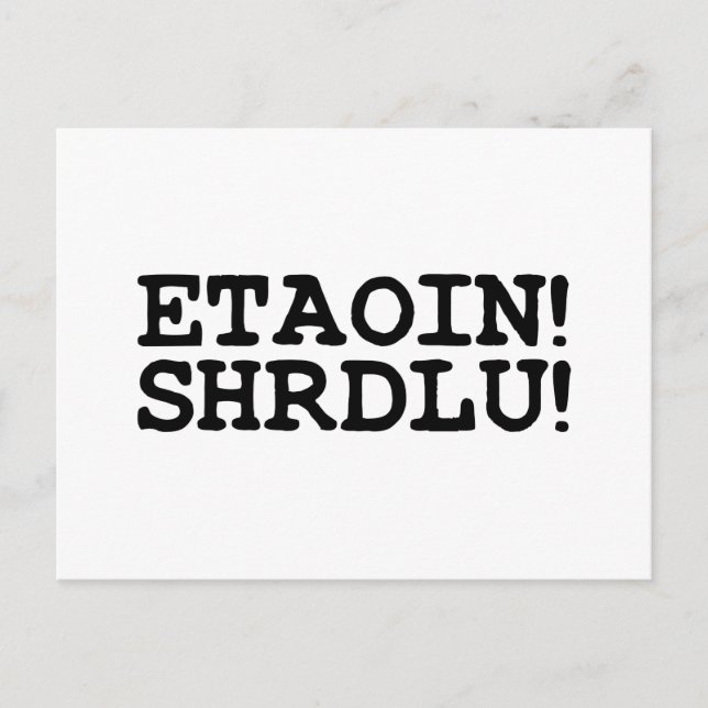 ETAOIN! SHRDLU! VYKORT (Framsida)