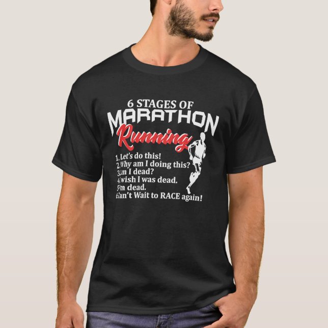 Etapper av maratonlöpning terränglöpare t shirt (Framsida)
