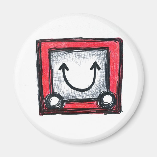 Etch Sketch Smile, Standard, 2,4 tum Circle Magnet (Framsidan)