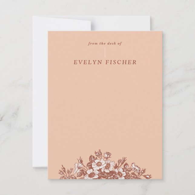 Etched Blommigt Illustration Stationery - Orange (Framsida)