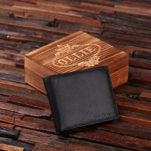 Etched Box och Black Script Manar Leather Wallet