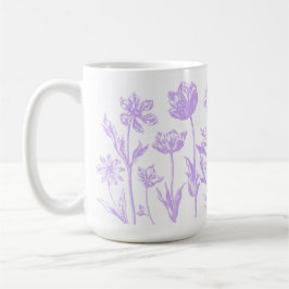 Etched Flowers (Lavender) Fine Art Kaffemugg