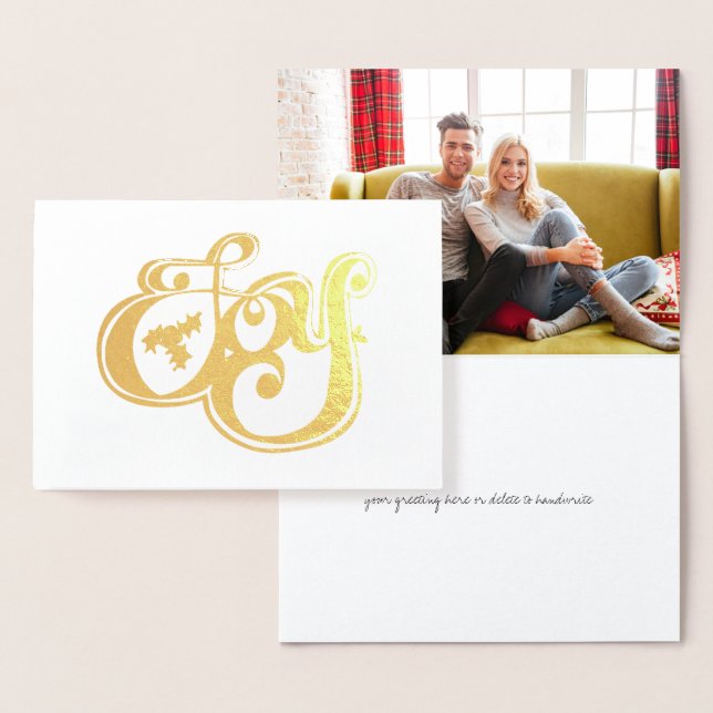 Etched Gold Foil Jul Joy Helgdag Card Folierat Kort (Display)