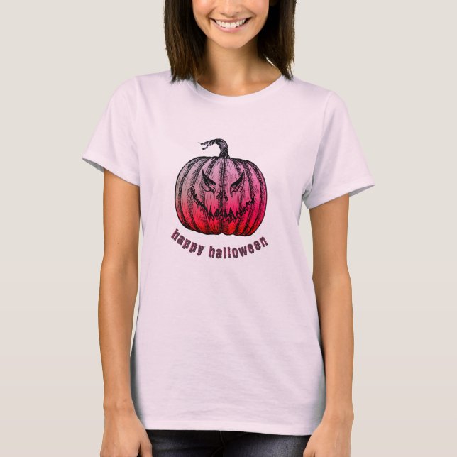 Etched Jack-o-lantern Halloween T-Shirt (Framsida)