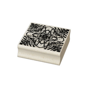 Etched Mönster Wood Block Frimärke Stämpel