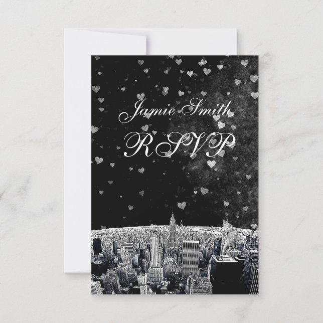 Etched NYC Skyline #2 Black Wht Heart OSA (Framsida)