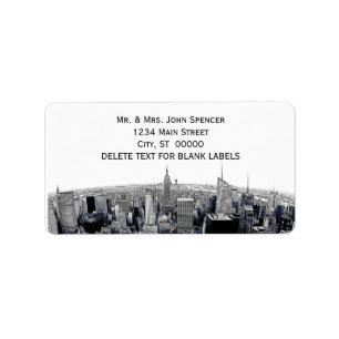 Etched NYC Skyline #2 H Adress Adressetikett