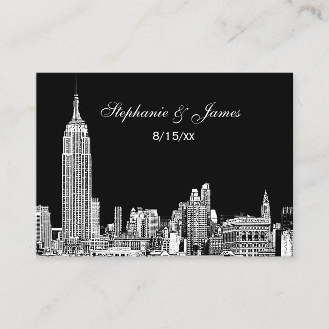 Etched NYC Skyline DIY BG Färg Place Card #2 Placeringskort (Framsida)