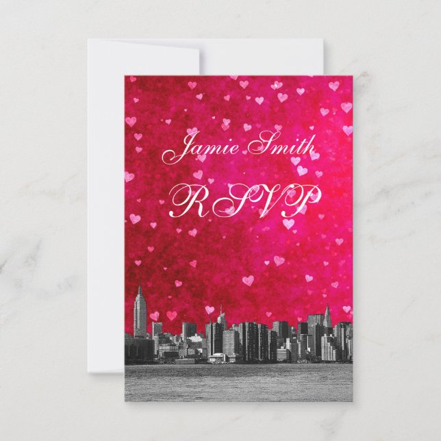 Etched NYC Skyline Shock rosa Red Heart OSA w Menu (Framsida)