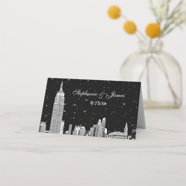 Etched NYC Starry Skyline DIY BG Escort kort #3 (Framsida)