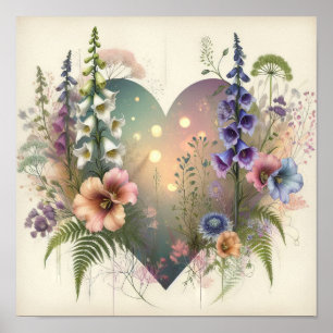 Eteral Blommigt Heart Poster