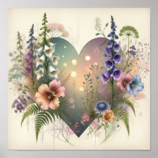 Eteral Blommigt Heart Poster