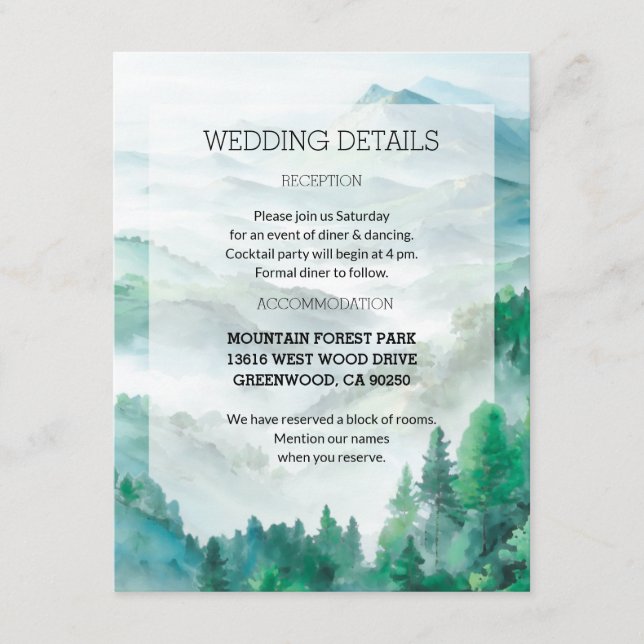 Eteral Grönt och vita transculenta berg Tilläggskort (Framsida)