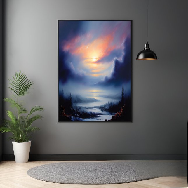 Eteral soluppgång över fuktiga berg liggande poster (Skapare uppladdad)