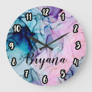 Eteral Teal Rosa Lila Inky Modern Glamor Stor Klocka